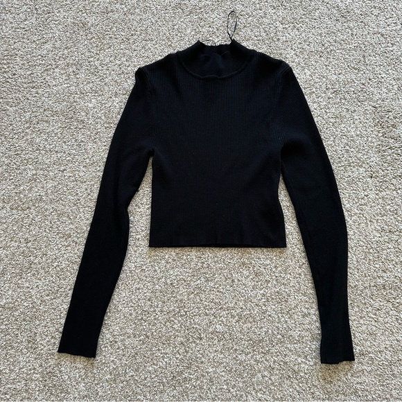 Black Sweater Mock Neck Long Sleeve - Picture 2 of 3